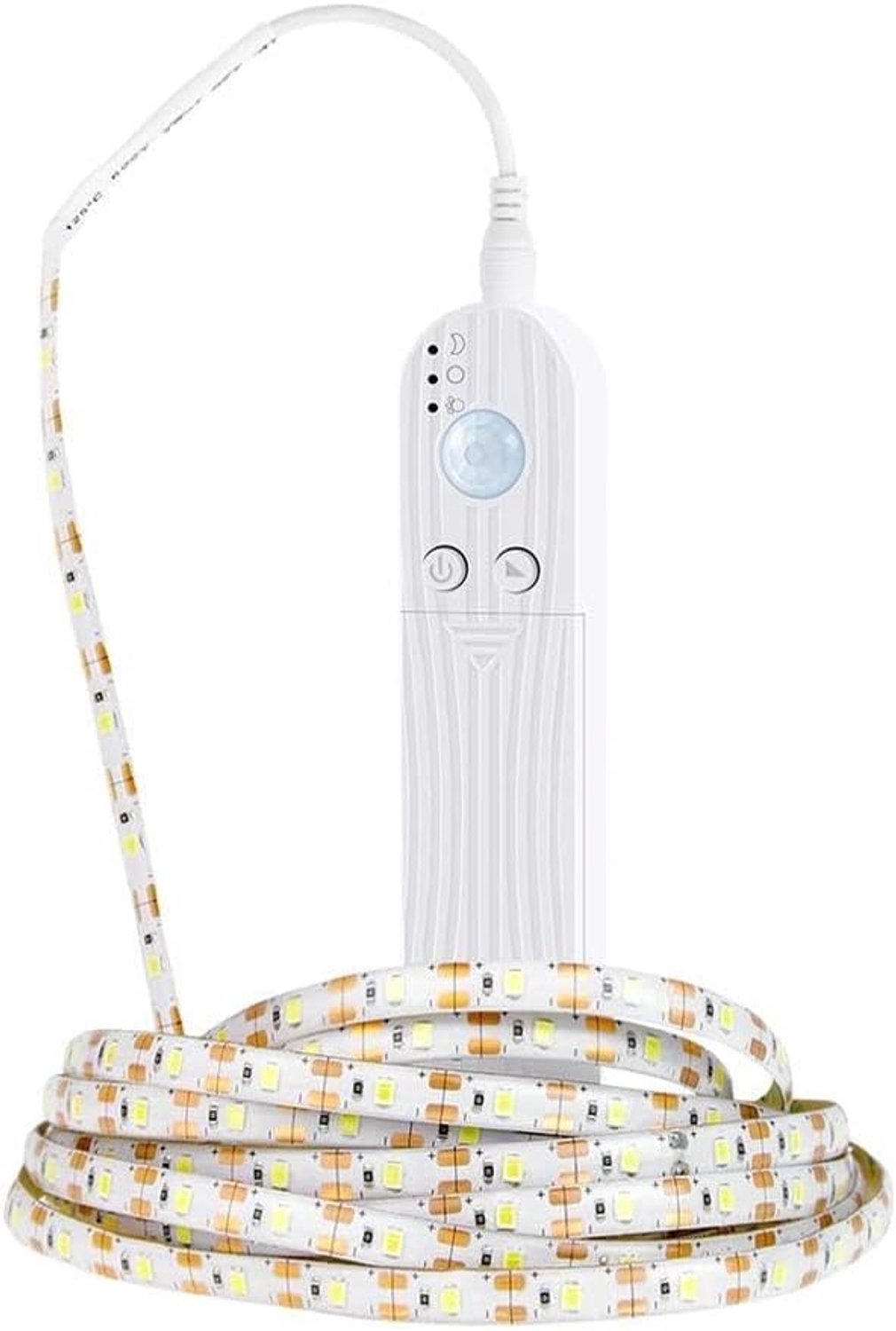 Eacam Dimbare Lichtslang, 60 Stuks 2835 LED's per Meter, PIR-bewegingssensor 3 Meter 180 LED's Verlichting, Milieuvriendelijk, Zelfklevende Achterkant, Twee Verlichtingskleuren vo (Wit)