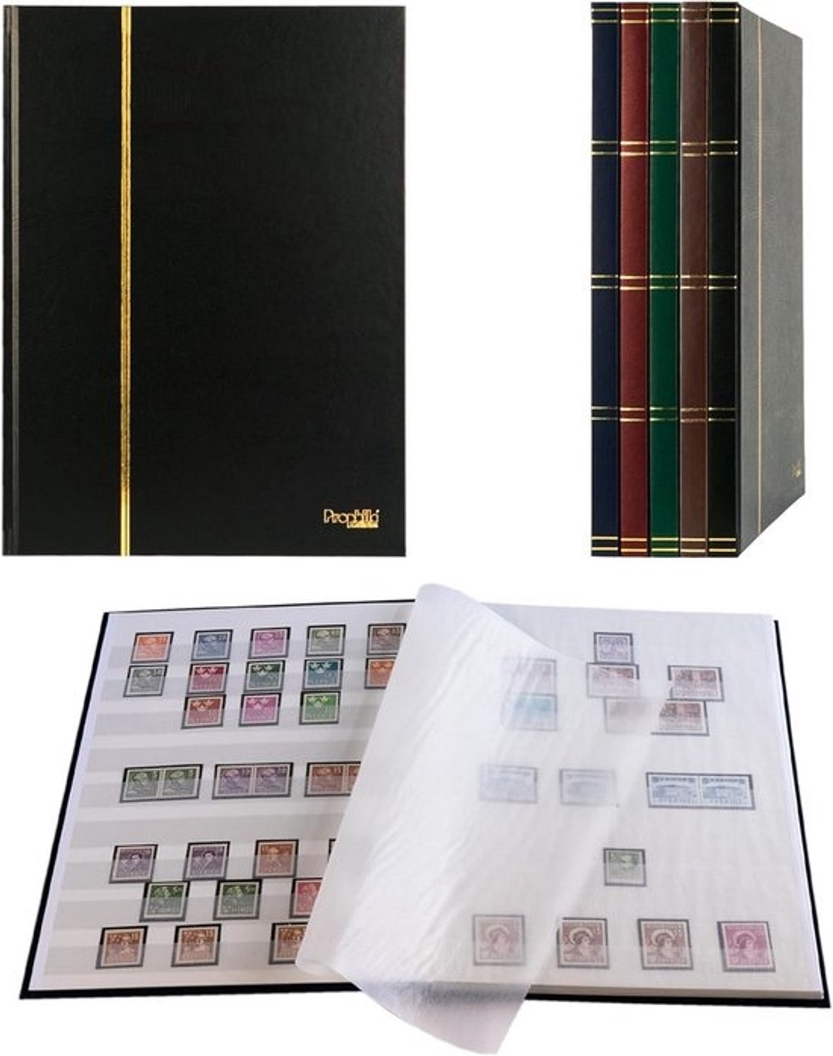 Luxe postzegelalbum - 16 witte pagina's - Linnen scharnieren