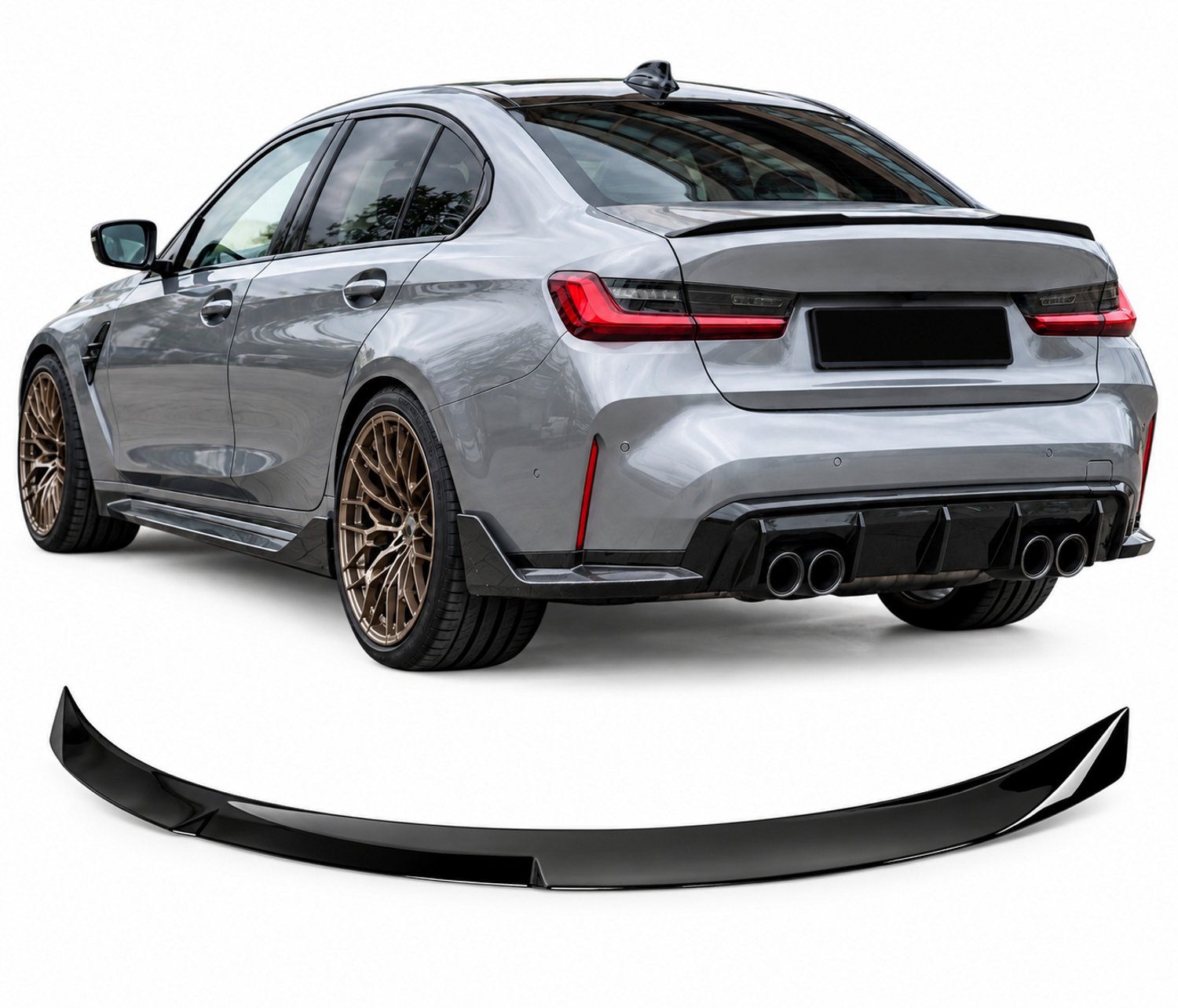 Achterspoiler Geschikt voor BMW 3 Serie G20 Sedan 2019-2026 – Kofferspoiler – Hoogglans Zwart