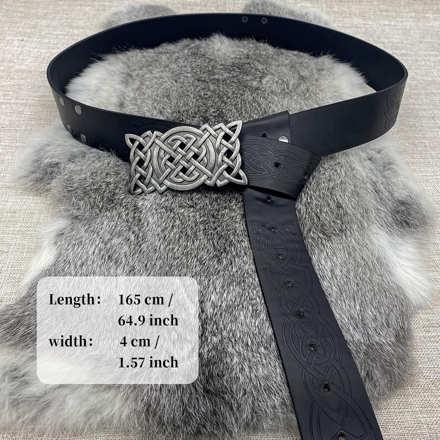 HiiFeuer Viking Embossed Buckle Belt, Nordic Leatherette Knight Belt,Retro Medieval Warrior Belt For LARP Cosplay - ShopVlot