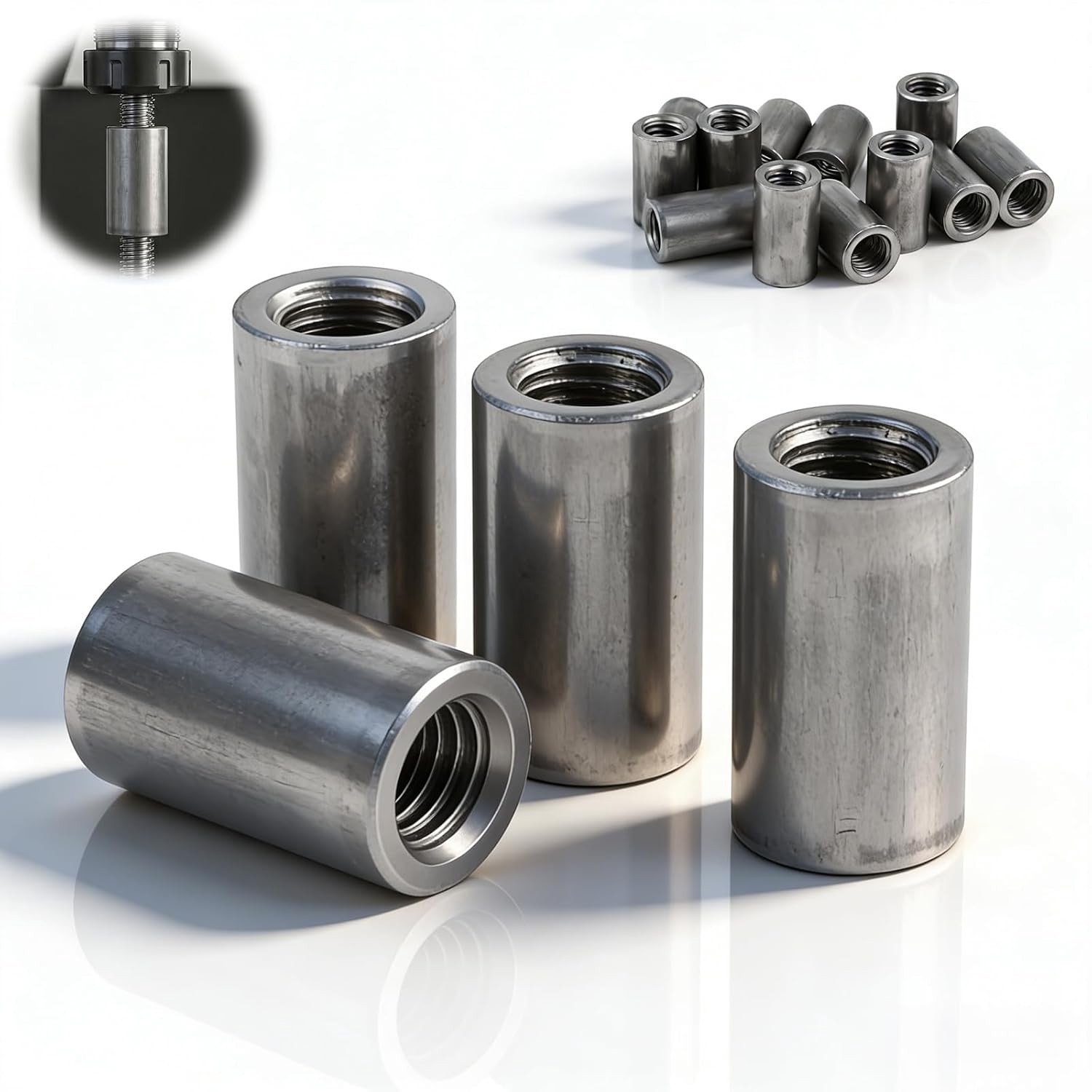 12 Stuks M8x12x20mm Ronde Moeren van Koolstofstaal - Draadmoeren, Spacer Sleeves en Koppelingselementen voor Diverse Toepassingen