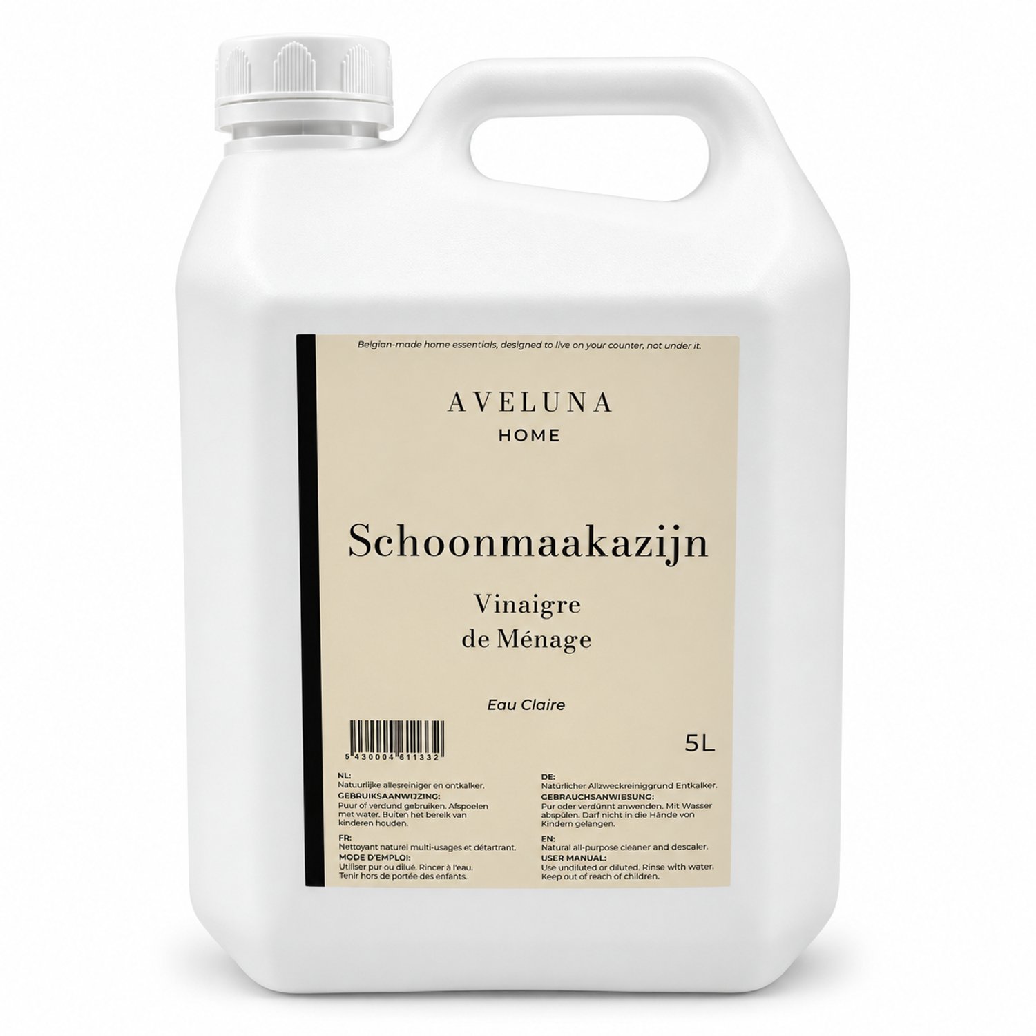 Aveluna - Schoonmaakazijn - 5 Liter - Allesreiniger & Ontkalker - Voor Keuken, Badkamer en Glas