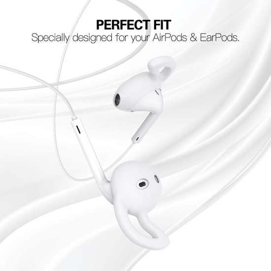 Silicone Oordopjes voor Apple AirPods en EarPods - 4 Paar, Zachte Anti-Slip Sport Oordopjes met Oorklem, Beschermende Accessoires voor Comfort en Stabiliteit - Wit en Zwart — afbeelding 3