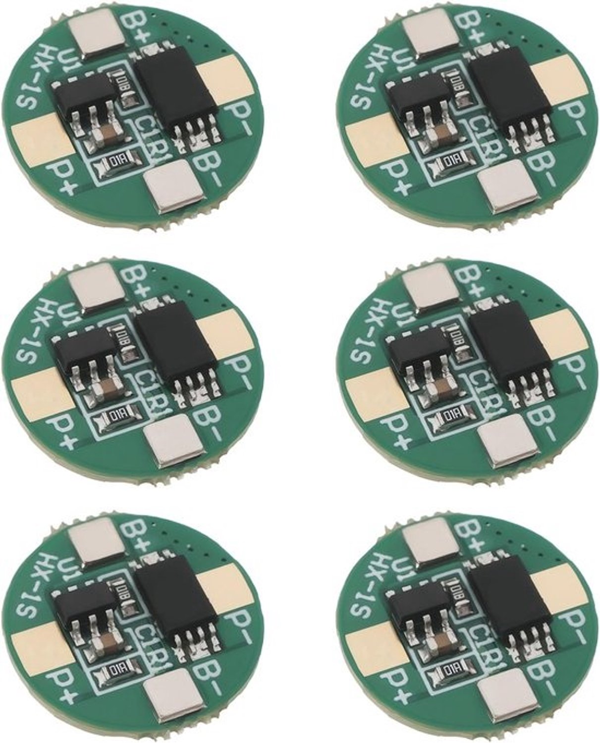 6x batterijbeschermingsmodule (BMS) voor 1S lithium-accu 3.7V - Overlaad- en ontladingsbeveiliging