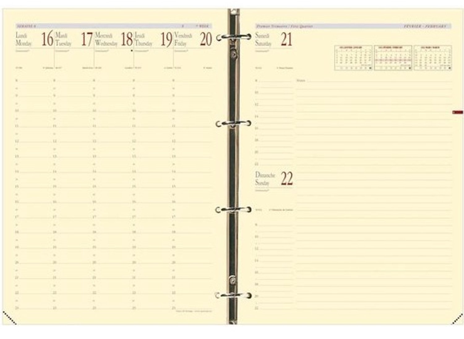 Grote bureauagenda en planner - A4, 16 maanden, dagelijkse indeling, navulbare kantoororganizer