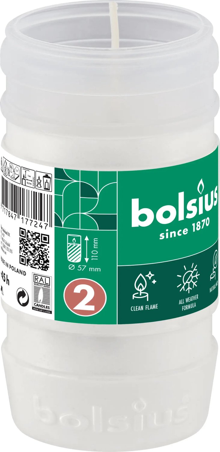 Bolsius Navulling Nr 2 (1 stuk) wit