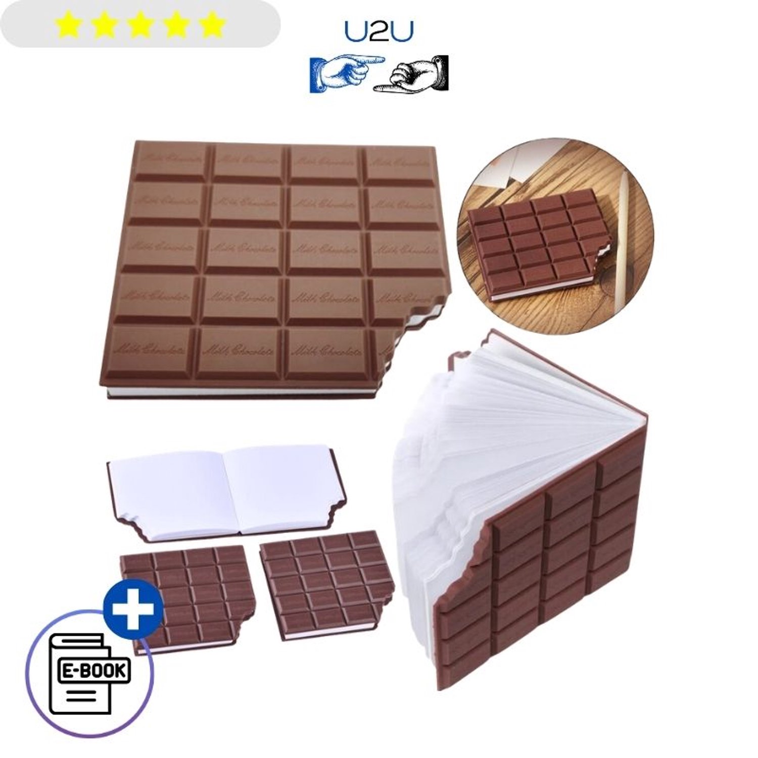 Chocolade Notitieboek 10,5 x 9 cm – Chocoladereep Notitieboekje met Geur, Blanco Pagina's Zonder Lijnen, Realistisch Chocolade Design, Klein Schrijfboek voor School, Werk & Creatief Tekenen, Leuk Cadeau voor Chocoladeliefhebbers – Met Ebook