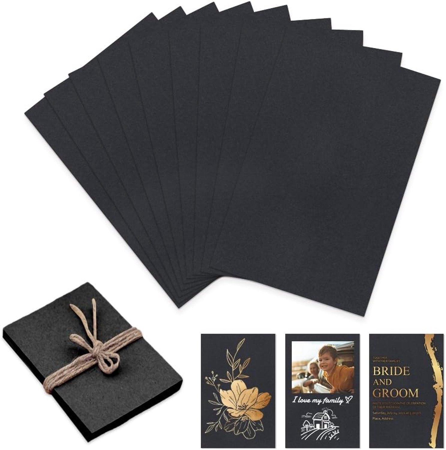 50 stuks kraftpapieren kaarten, 14,5 x 9,5 cm, kartonpapier om te knutselen, HMCEY blanco ansichtkaarten om te - ShopVlot