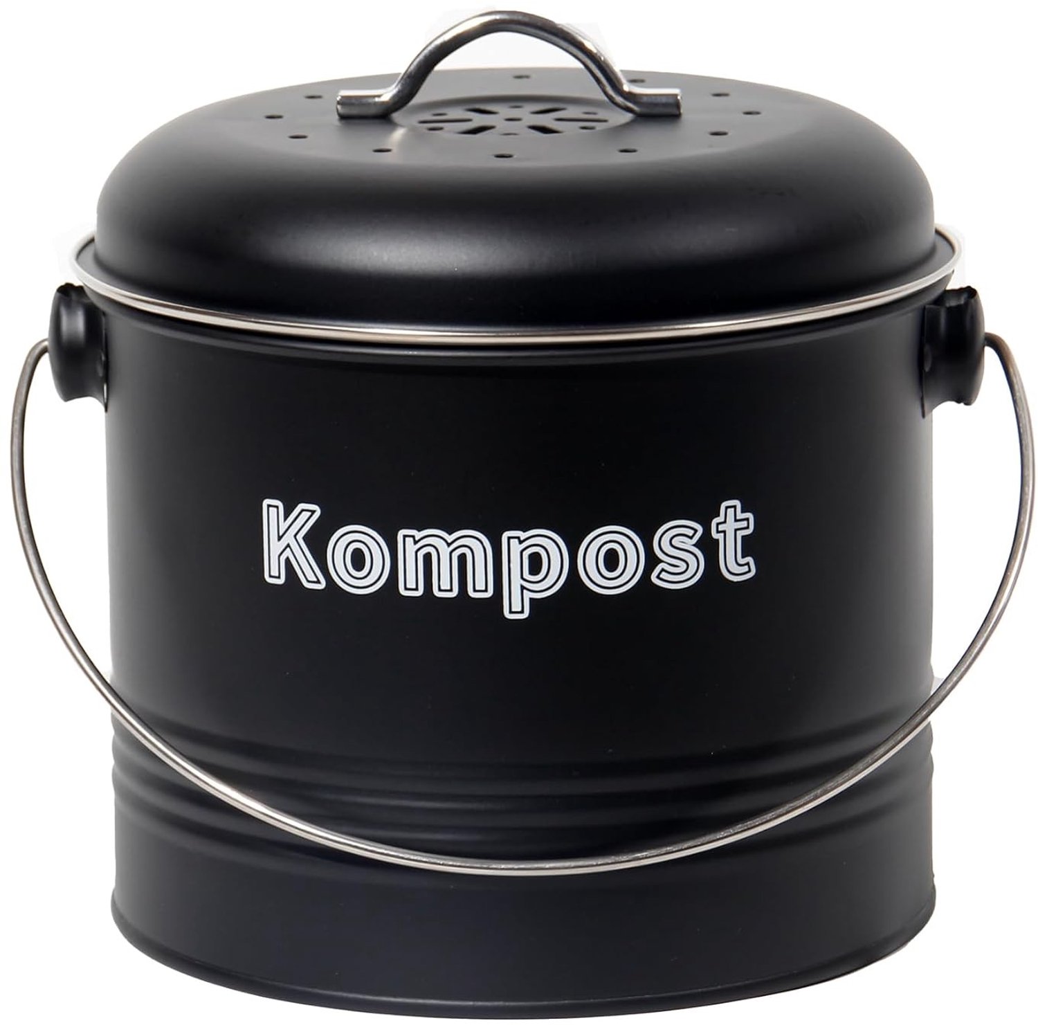 Organische Keukenafvalbak - Zwart - 3,5 L - Geurloos met Geactiveerde Koolfilters - Voor Composteren