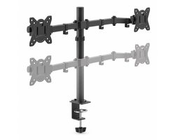 Stane Monitor Arm 2 Schermen – Dubbele Monitorarm – Monitor Beugel 13 t/m 27 Inch – In Hoogte Verstelbaar – VESA 75x75/100x100 – Bureauklem of Doorvoer – Zwart