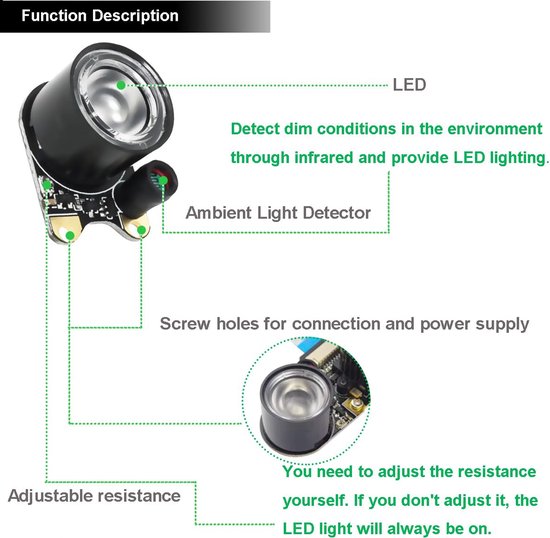 2 stuks infrarood LED-module voor Raspberry Pi camera, 3 W, 850 nm, IR-nachtzicht, infrarood licht, lichtgevoelig, 2 gaten, 13,66 mm, met schroevendraaier — afbeelding 5