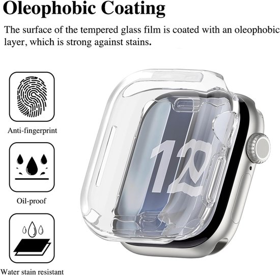 3 stuks beschermhoes voor Apple Watch S12 43 mm met gehard glas — afbeelding 5