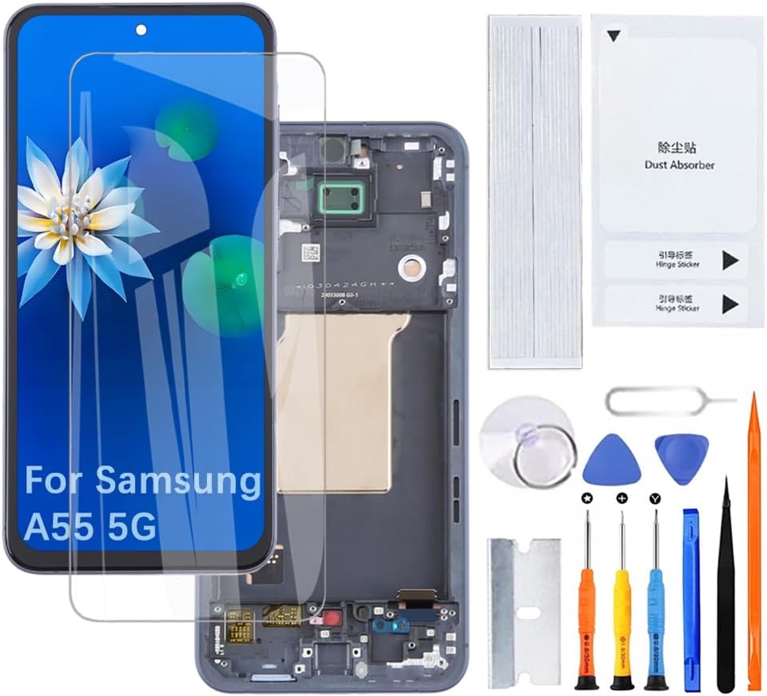 Displayscherm voor Samsung A55 5G TFT zwart met frame