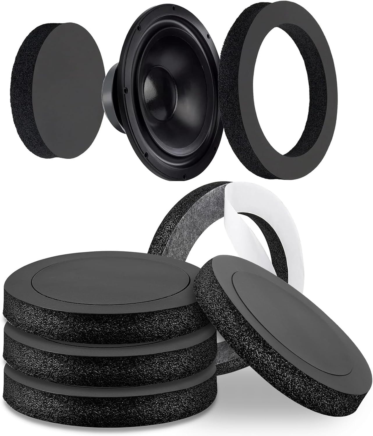 EEEKit 6,5" Luidspreker Schuim Dempers Auto, 4 Stuks Universele Autodeur Luidspreker Geluidsisolatie Ringen, Hoog Terugverend Schuim voor Verbeterde Bass