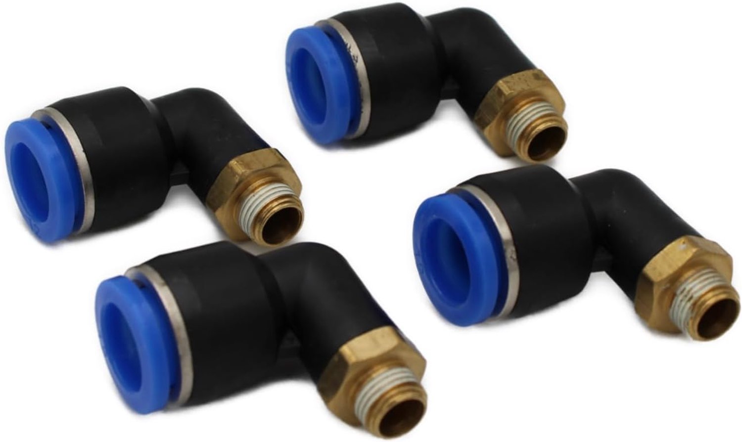 Pneumatische hoek steekschroefverbinding 90° 1/8" op 12 mm, 4 stuks push-in persluchtaansluiting stekkeraansluiting