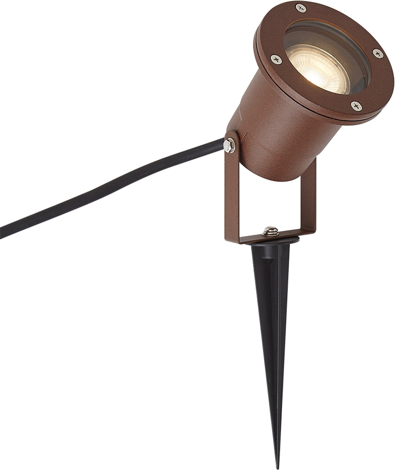 Qazqa moderne spike light voor in de tuin - Basic - roestbruin, landelijk, max. 10W, geschikt voor led, 27cm, IP65, rond