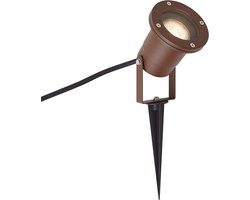 Qazqa moderne spike light voor in de tuin - Basic - roestbruin, landelijk, max. 10W, geschikt voor led, 27cm, IP65, rond