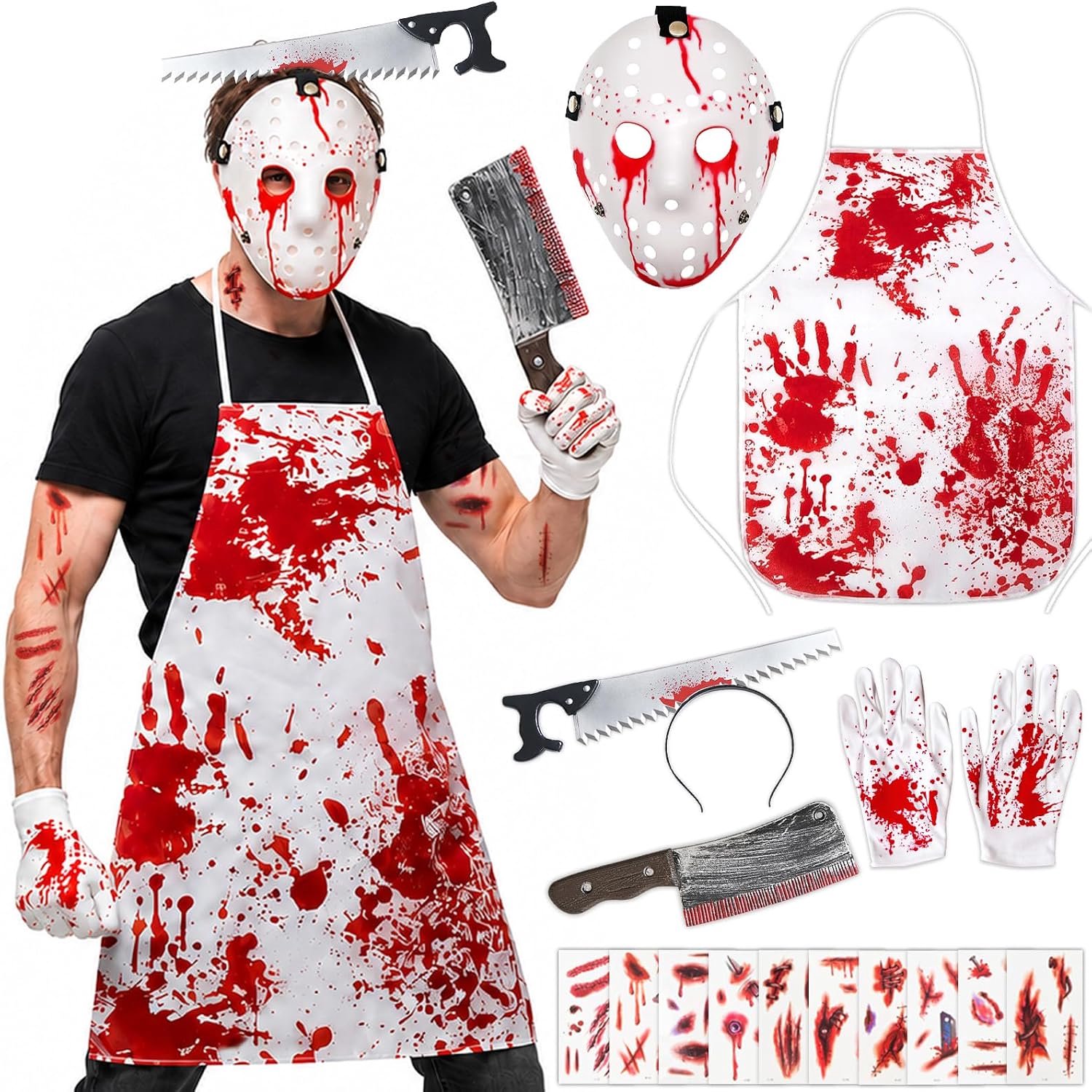 Halloween-kostuum voor heren, slagerkostuum voor Halloween-feest