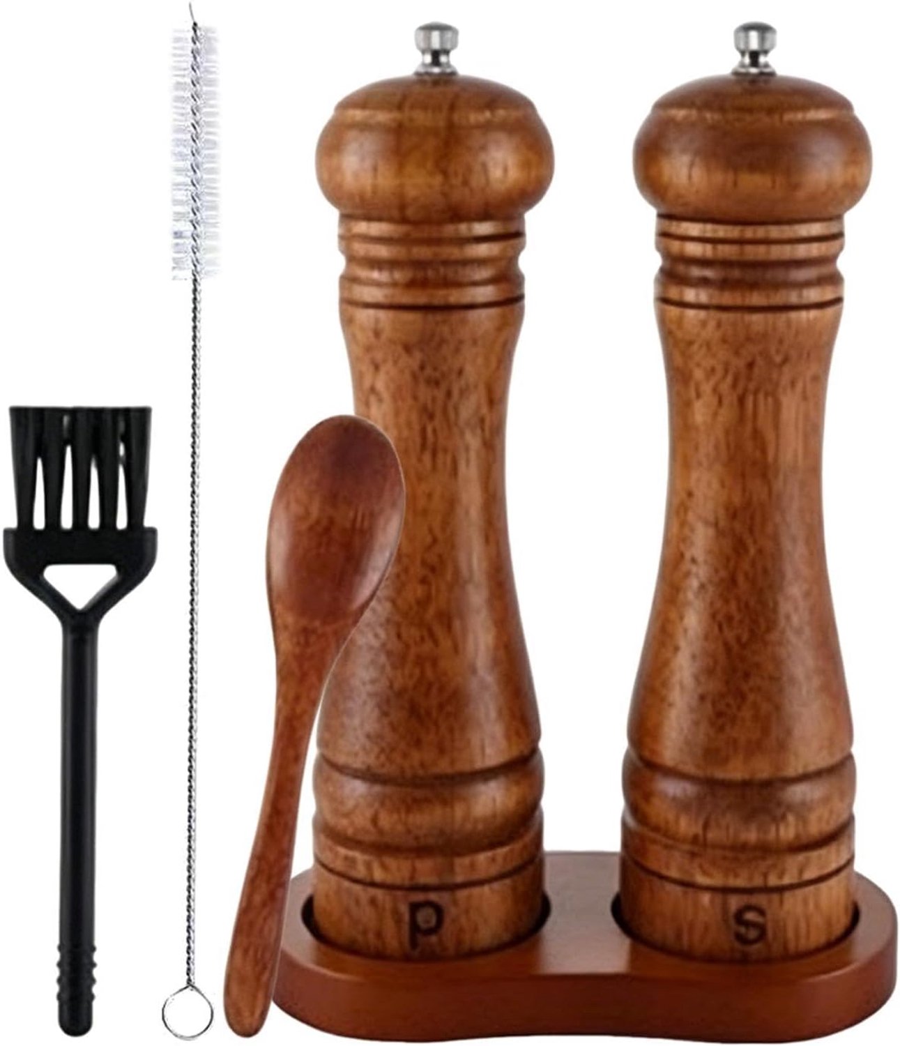 Houten zout- en pepermolenset 22 cm navulbaar houten handleiding