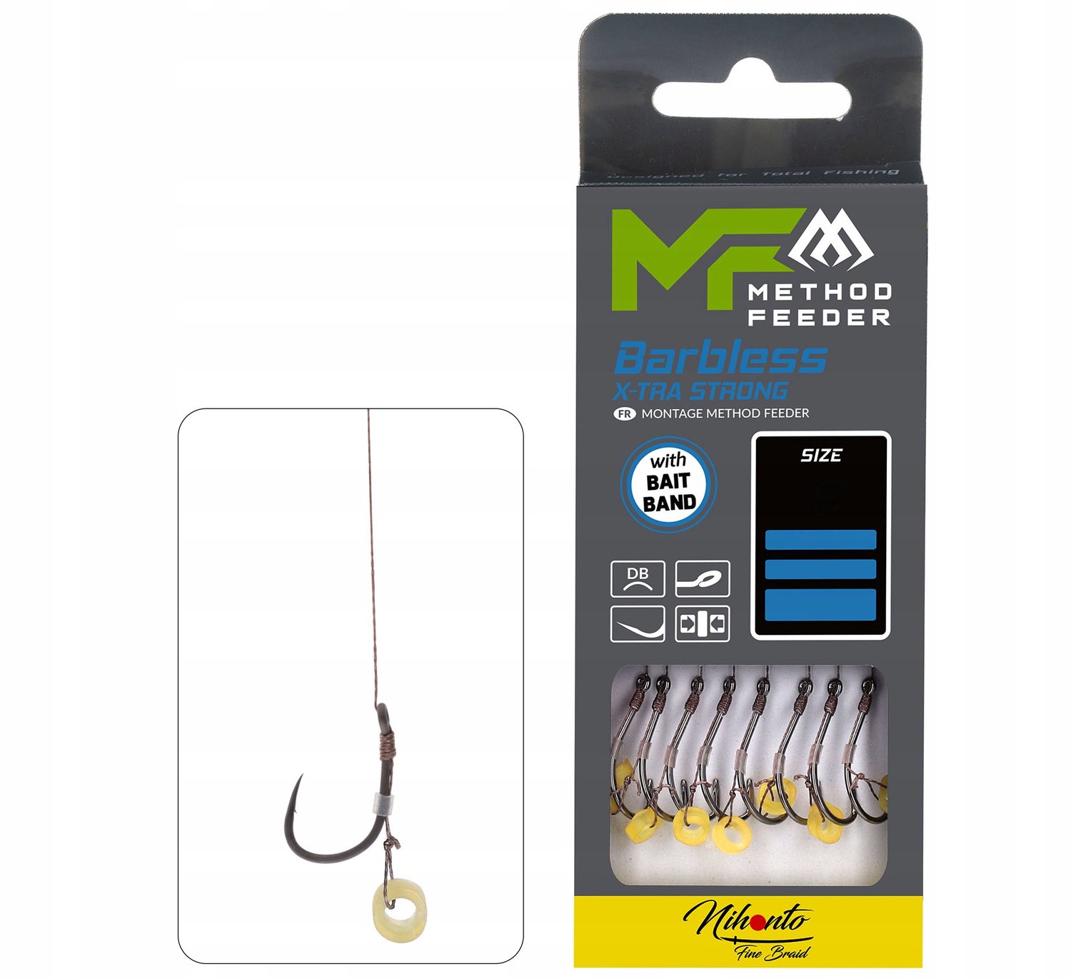 Method Feeder Onderlijn met Elastiek - Haak 10 - 10cm Gevlochten Lijn