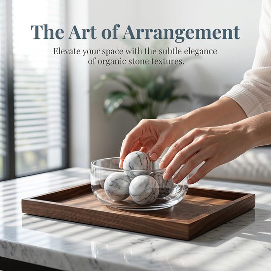 4 Stuks Delige Decoratieve Marmeren Look Stenen Ballen Natuurlijke Patroon Sferen voor Kommen Vazen Tafeldecoratie Multifunctionele Vuller voor Moderne Landelijke Woonstijlen — afbeelding 5