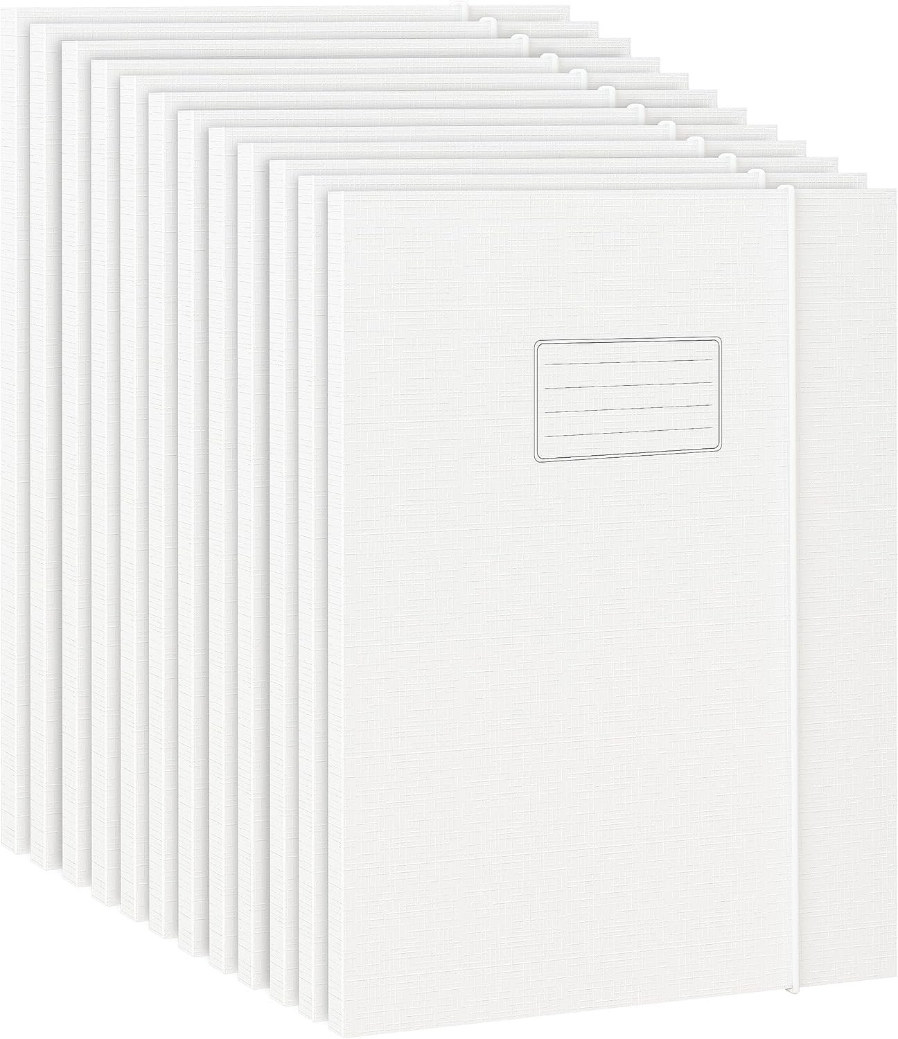 JiaWei Documentenmappen A4, 12 stuks, 11 mm breed, van karton, van 350 g/m² extra sterk karton met voor DIN A4-map, snelhechtmappen met naamveld en elastische, voor documenten, voor archiefbox, Wit