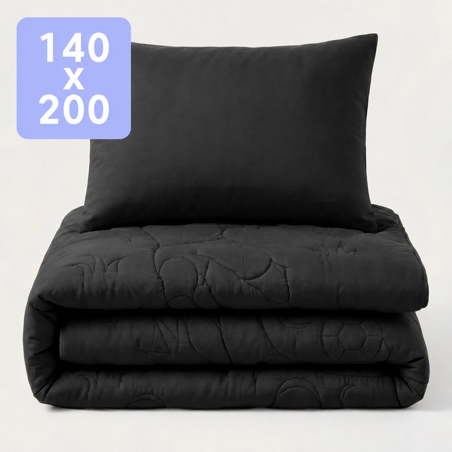 HappyBed Kinderdekbed zonder overtrek - Wasbaar dekbed - Dekbed zonder hoes - 2 in 1 dekbed - Dekbed met print - Hoesloos dekbed - Zwart
