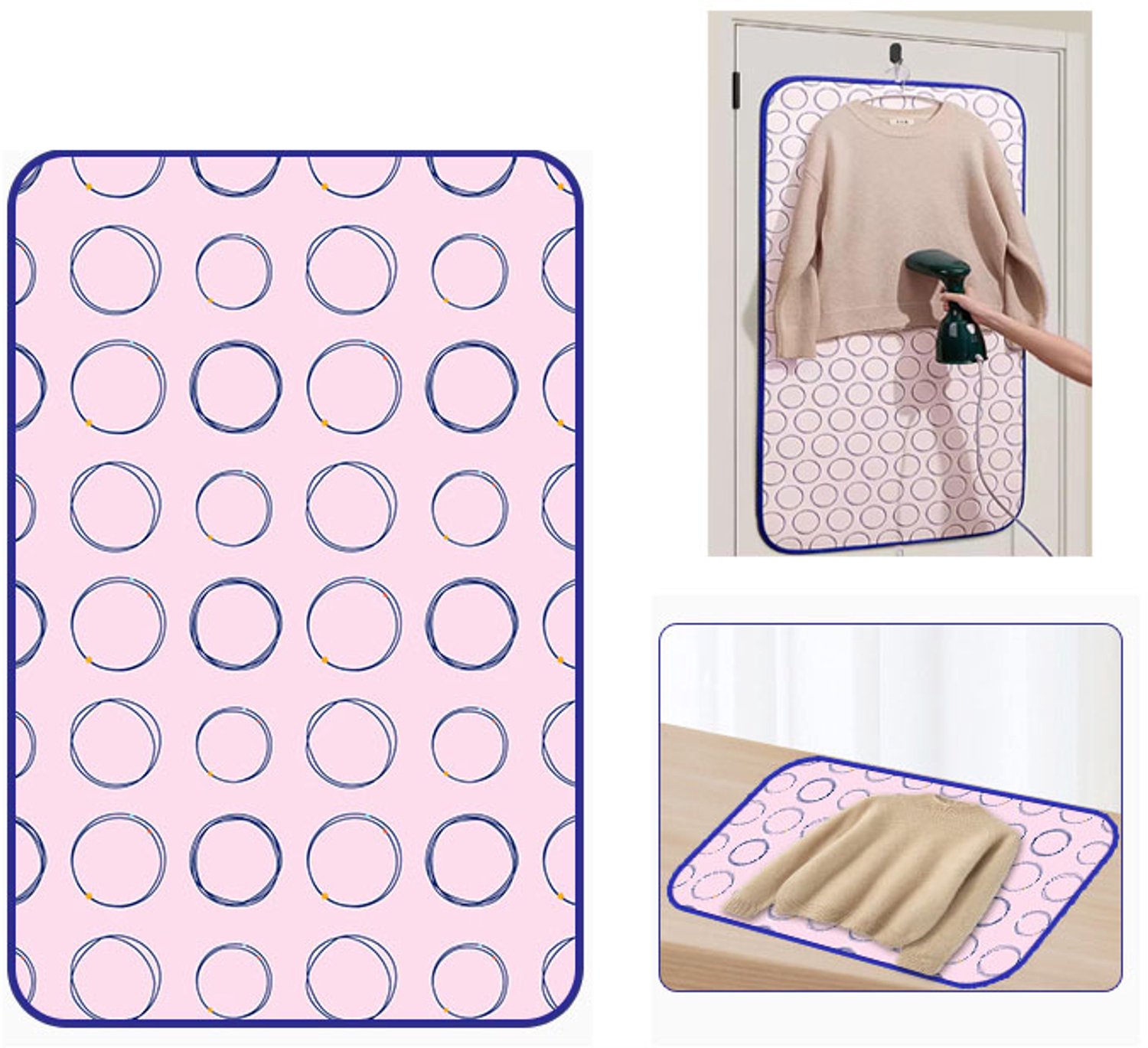Strijkmat - Draagbare strijkmat - Ophangbaar voor stomen - Met ophanglus - Stoomwerende laag - Opvouwbaar - 80x60cm - Geschikt voor shorts, diverse tops, zakenreizen en vakanties - Roze