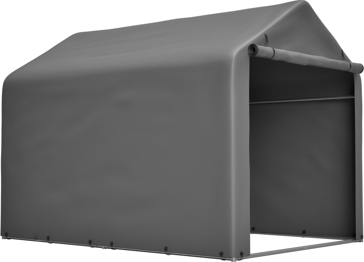Fietsenberging van 160 x 220 x 165 cm - Waterdichte PE hoes en stalen frame - Oprolbare deur met ventilatie - Voor tuin en terras - Grijs