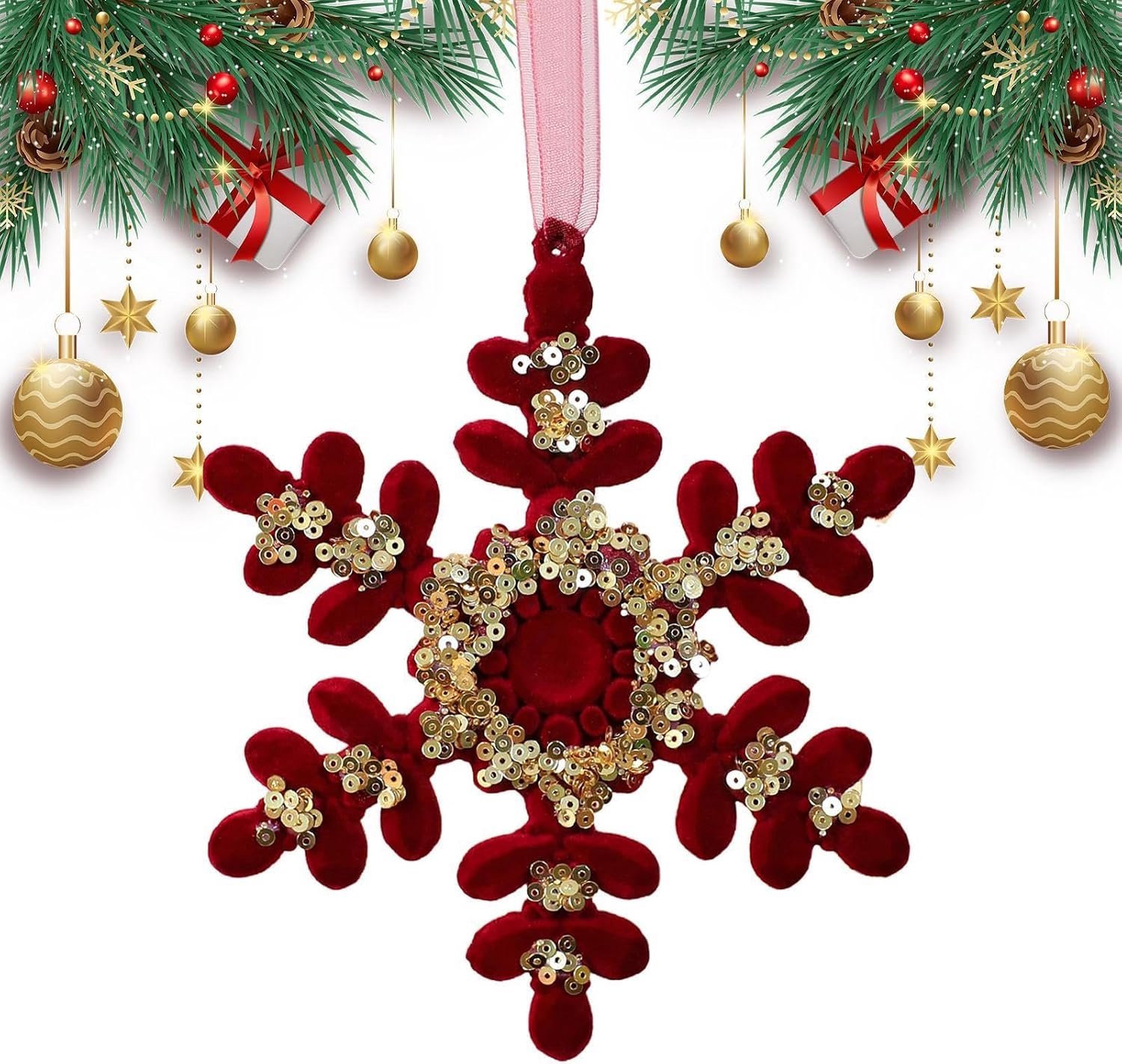 Kerst Decoratie Rode Flock Versieringen Voor Feesten