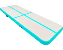 Tidyard Opblaasbare gymnastiekmat met pomp, gymnastiekmat, pvc, groen, 400 x 100 x 20 cm