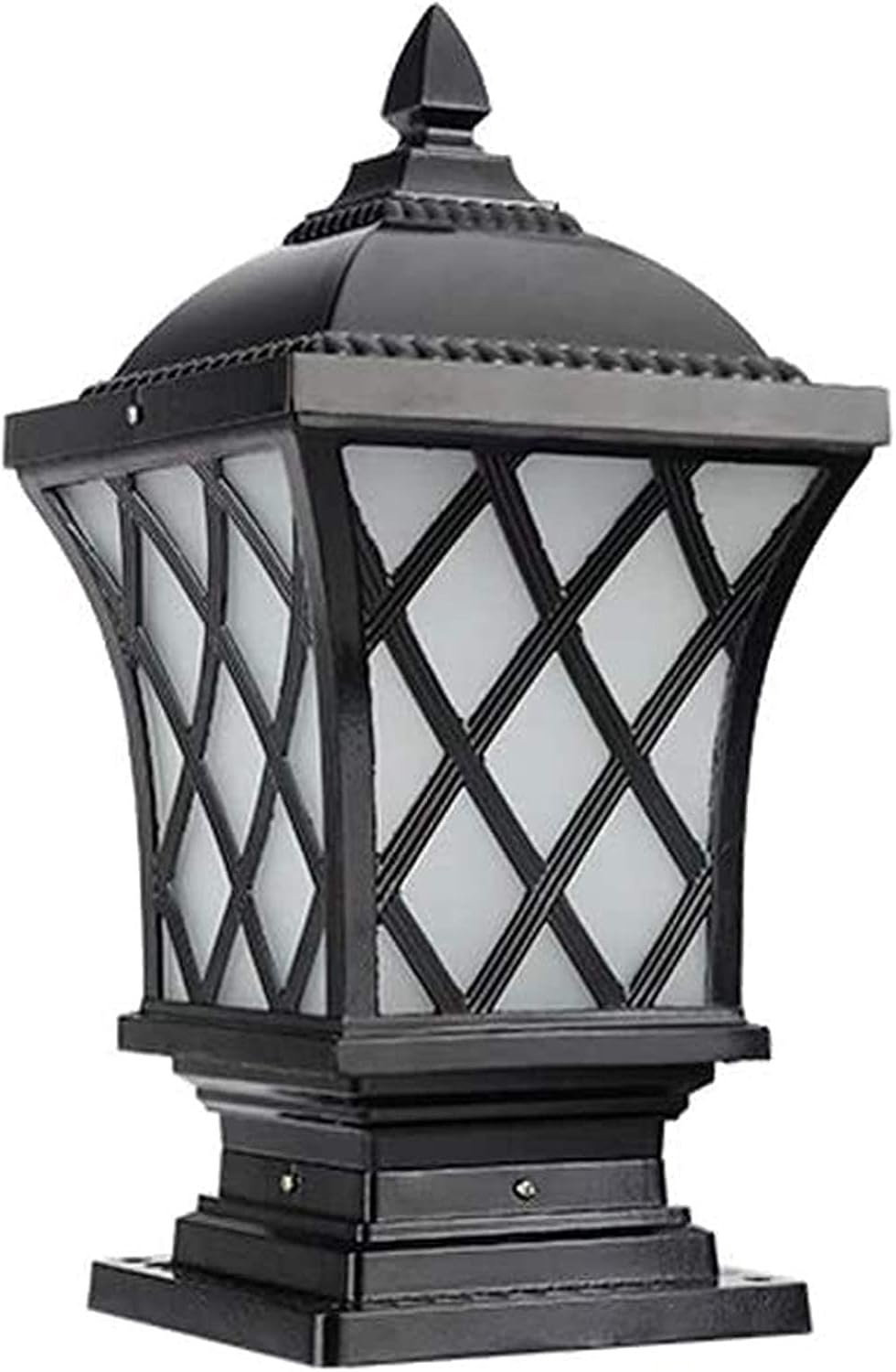 Tuin Post Lantaarn Hedendaagse Collectie Exterieur Pijler Verlichting Waterdicht IP65 Baksteen Traditionele E27 Enkele Kolom Top Lantaarn (Kleur:Zwart-h-38cm)