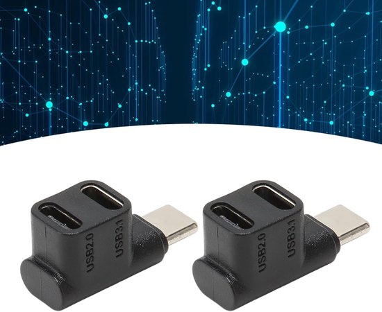 2 Stuks USB C 3.1 90 Graden Hoekadapter, Snelle 10Gbps Gegevensoverdracht — afbeelding 3