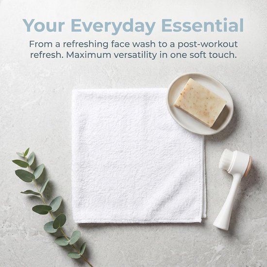 15 stuks zachte, absorberende gezichtsdoekjes - 11,8 x 11,8 inch witte katoenen washandjes - herbruikbare, machinewasbare washandjes voor badkamer, sportschool, douche en strand. — afbeelding 4