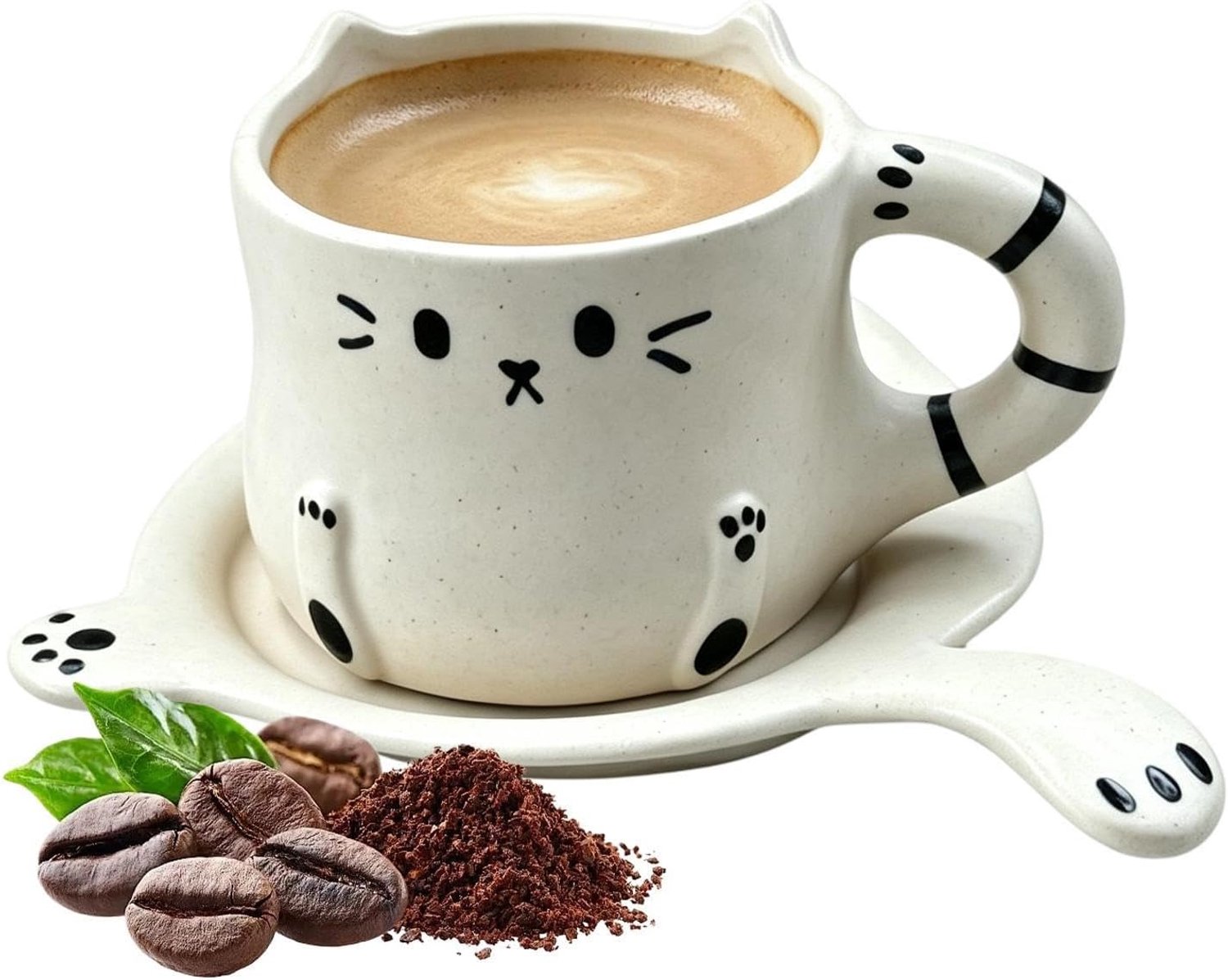 Mok en schotel set 230ml kat vorm drank mok met schotel