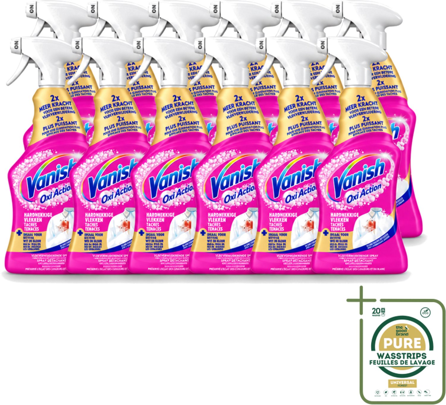 12 x Vanish – Vlekverwijderaar Spray – Hardnekkige Vlekken – 500 ml - Wasstrips - Vlekkenverwijderaar Spray - Hardnekkige Vlekken - Vlekkenverwijdering - Wasmiddel - Textiel Reinigen