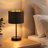 B.K.Licht - Lampe de table - lampe de chambre décorative - lampe de chevet - lampe de salon - métal - noir doré - tissu - excl. E27