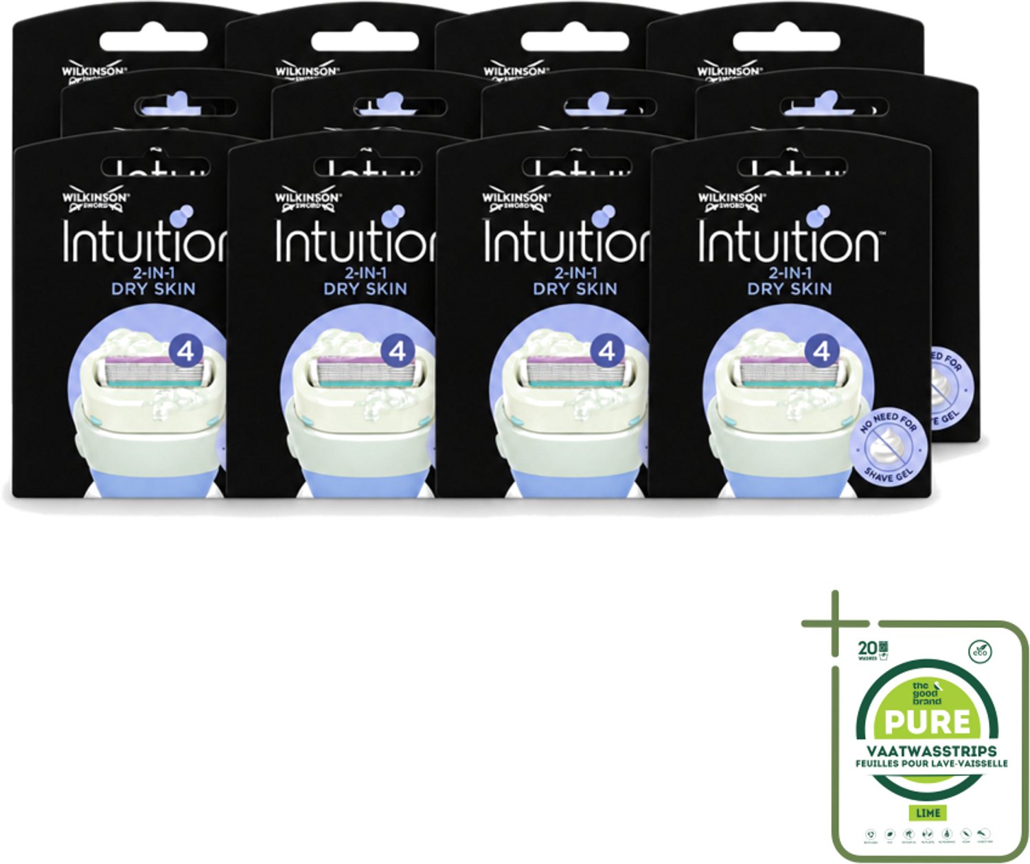 12 x Wilkinson – Scheermesjes – Intuition Dry Skin Coconut Milk & Almond Oil – 3 Scheermesjes - Grootverpakking - Scheermesje Droge Huid - Kokosmelk Scheermesje - Amandelolie Scheermesje - Verzorgend Scheermesje - Schuimende Scheermesjes