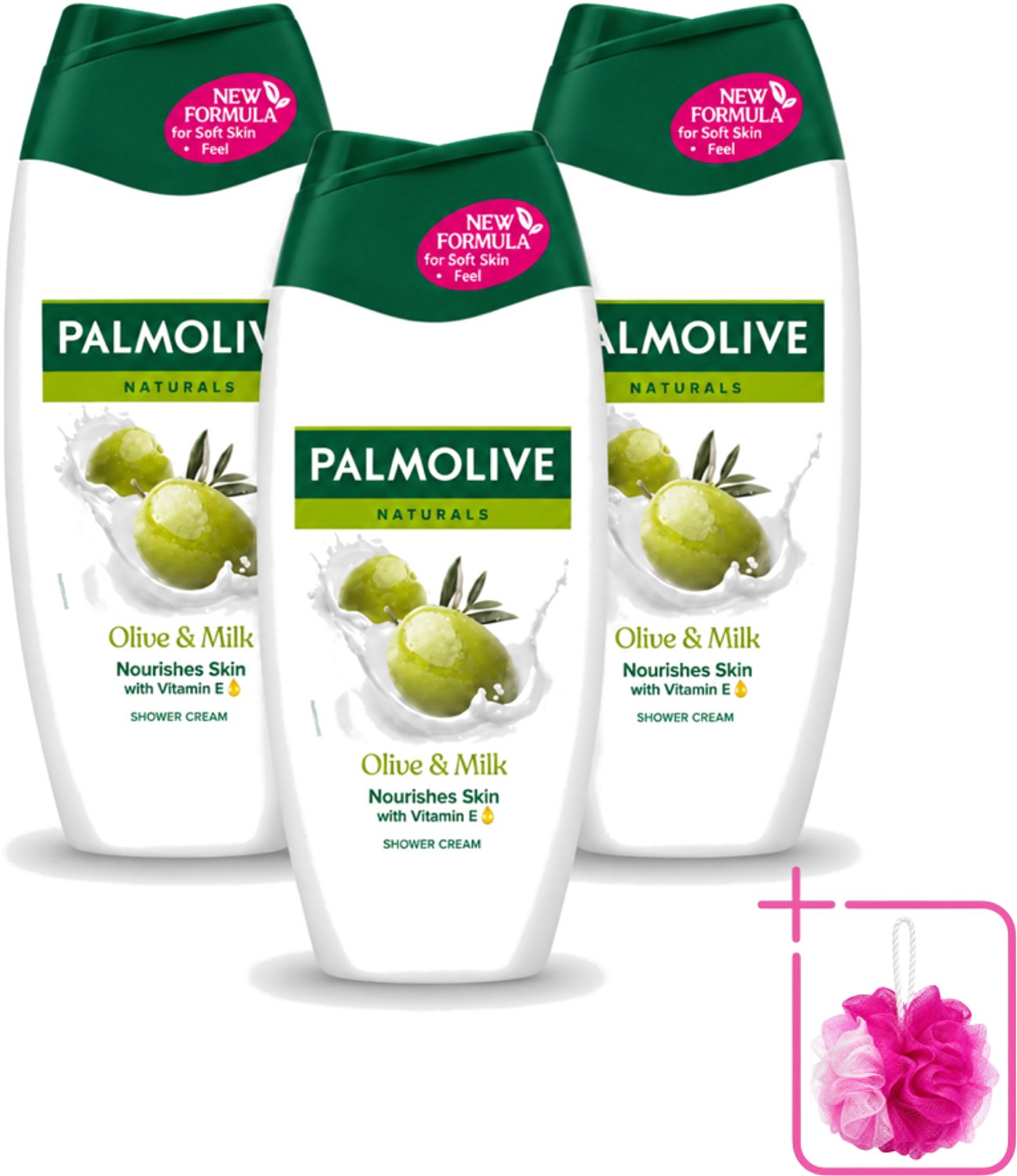 3 x Palmolive – Douchecrème – Naturals Olive & Milk – 250 ml - Bulkverpakking - Douchecrème - Douchemop - Olijf en melk