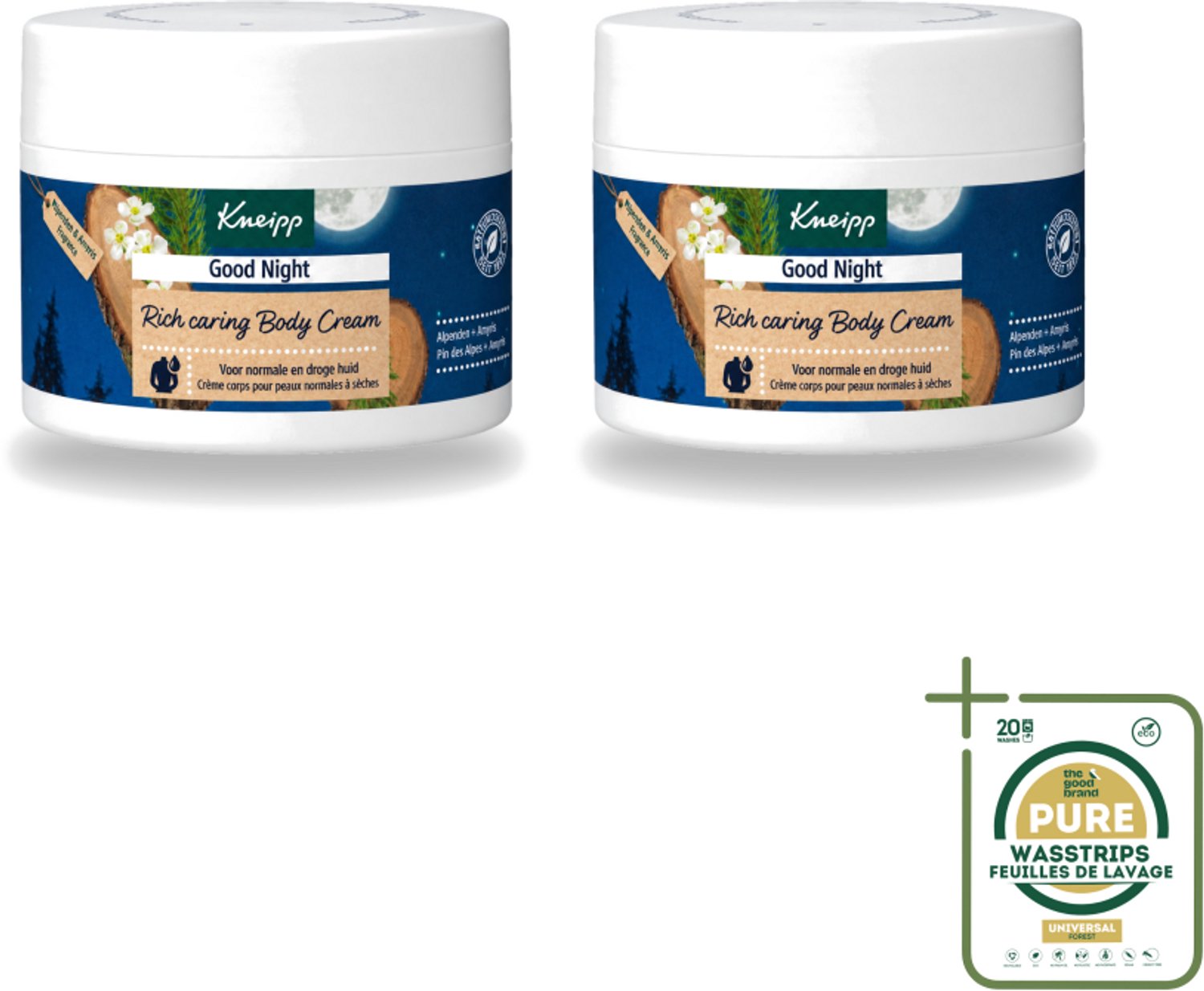 2 x Kneipp – Bodycrème – Good Night Alpenden & Amyris – 200 ml - Wasstrips - Nachtverzorging - Ontspanning - Slaap - Stress - Huidverzorging