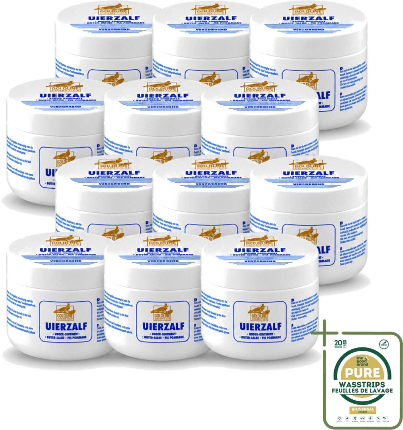 12 x Goldline - Uierzalf - Bodycrème - Beschermend - 250 ml - Wasstrips - Uierzalf - Bodycrème - Huidbescherming - Huidverzorging - Gevoelige Huid