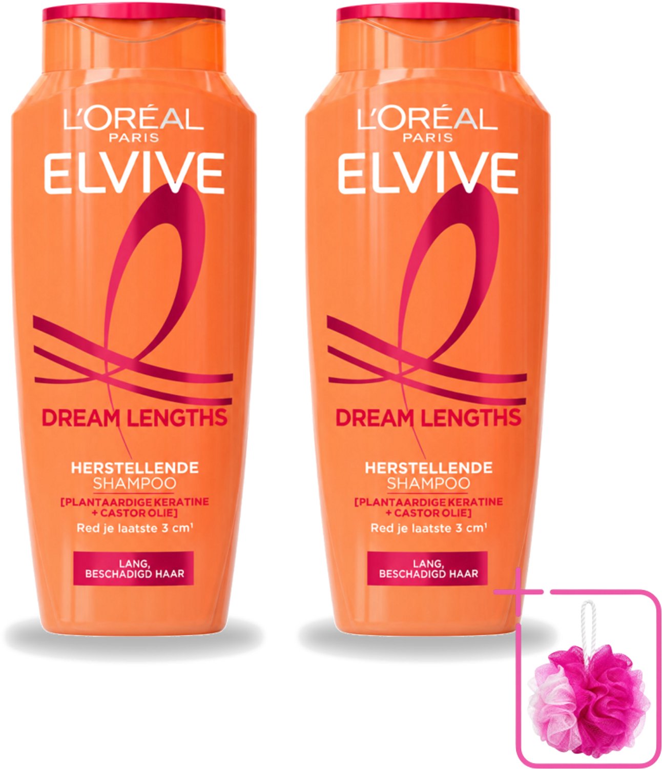 2 x L'Oréal Paris Elvive - Shampoo - Dream Lengths - Voor Lang, Beschadigd Haar - 250 ml - Bulkverpakking - Lang haar - Douchemop - Beschadigd haar
