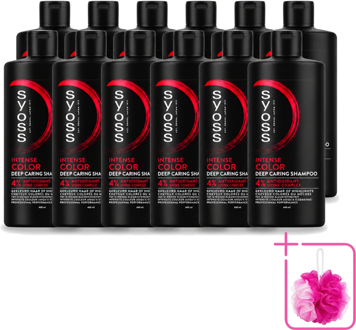 12 x Syoss – Shampoo – Color – 440 ml - Bulkverpakking - Kleurbehoud - Douchemop - Glans
