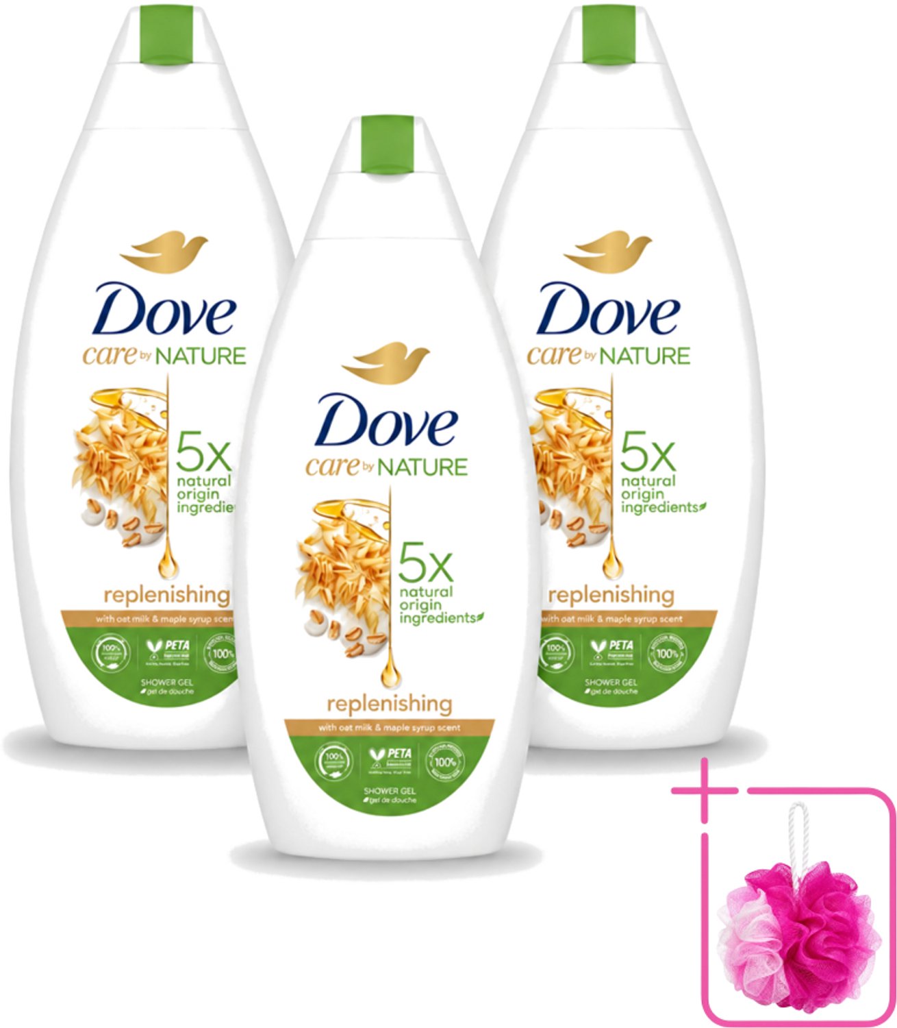 3 x Dove - Douchegel - Replenishing - Hydraterend en verzorgend - 400 ml - Bulkverpakking - Douchegel - Douchemop - Hydratatie