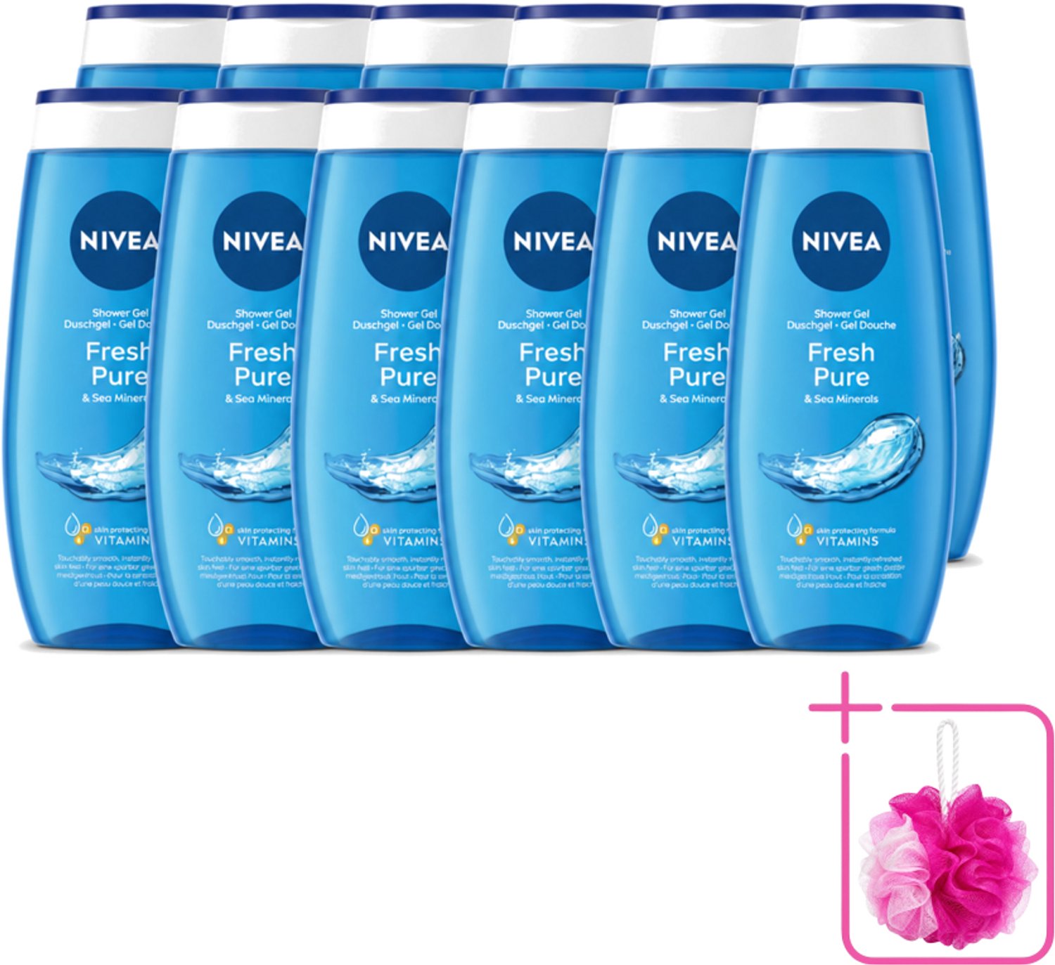 12 x Nivea – Douchegel – Fresh Pure – 250 ml - Bulkverpakking - Douchegel - Douchemop - Huidverzorging