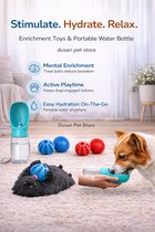 Hondenspeelgoed 4-delig – 2 Knijpballen en 2 Traktatieballen – Inclusief 300 ml Draagbare Waterfles – Interactief Speelgoed voor Honden