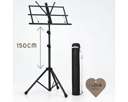 Specter Professionele Extra Hoge Lessenaar tot 150 cm – Opklapbare Muziekstandaard voor Bladmuziek – Met Draagtas & Specter Sleutelhanger