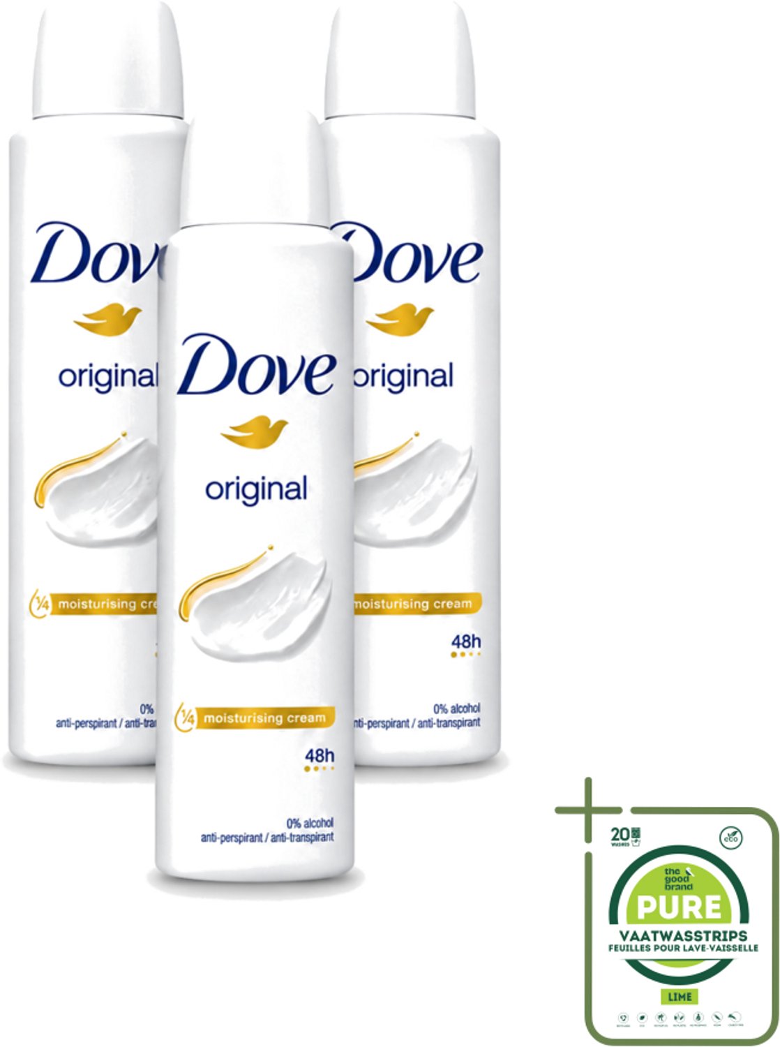 3 x Dove Original - Deospray - Anti-Transpirant - 150 ml - Grootverpakking - Douche - Deodorant - Oksels - Transpiratie - Geur
