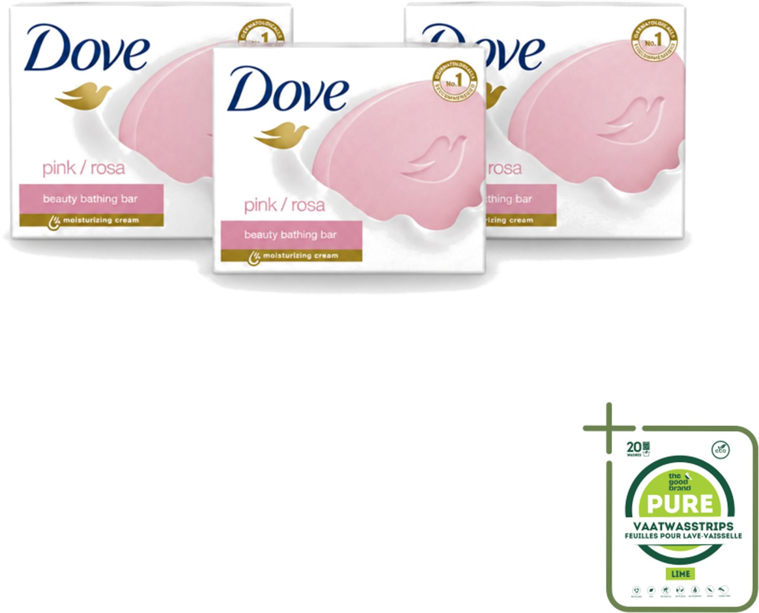 3 x Dove - Zeep - Pink - Hydraterend en Verzorgend - 4 x 100 g - Grootverpakking - Vaatwasstrips - Dove Zeep - Hydraterende Zeep - Zachte Zeep - Huidverzorging - Zeep Voor Dagelijks Gebruik