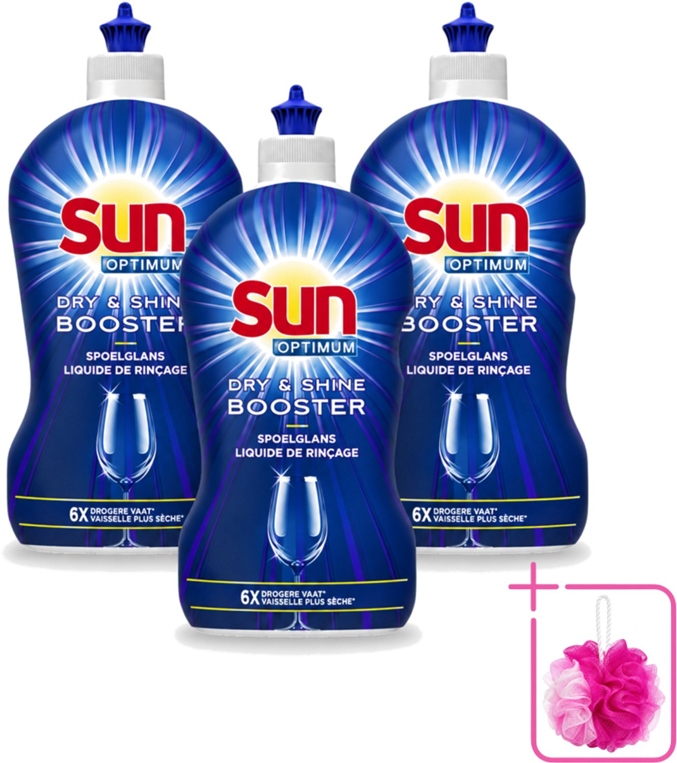 3 x Sun - Shine & Dry Booster - Spoelglans - 450 ml - Bulkverpakking - Spoelglans - Douchemop - Vaatwasmachine
